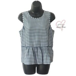 Gingham Plaid Peplum Silky Evergreen Checked Holiday Top (J. Crew)